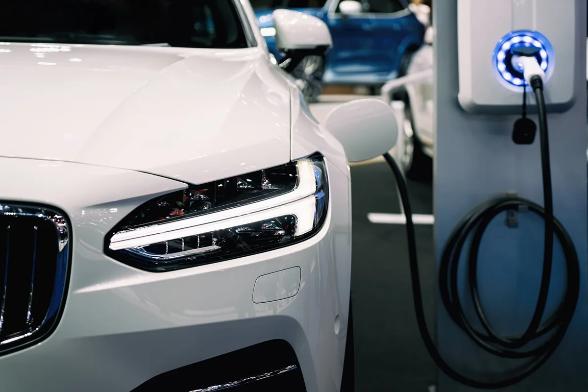 White Electric Car