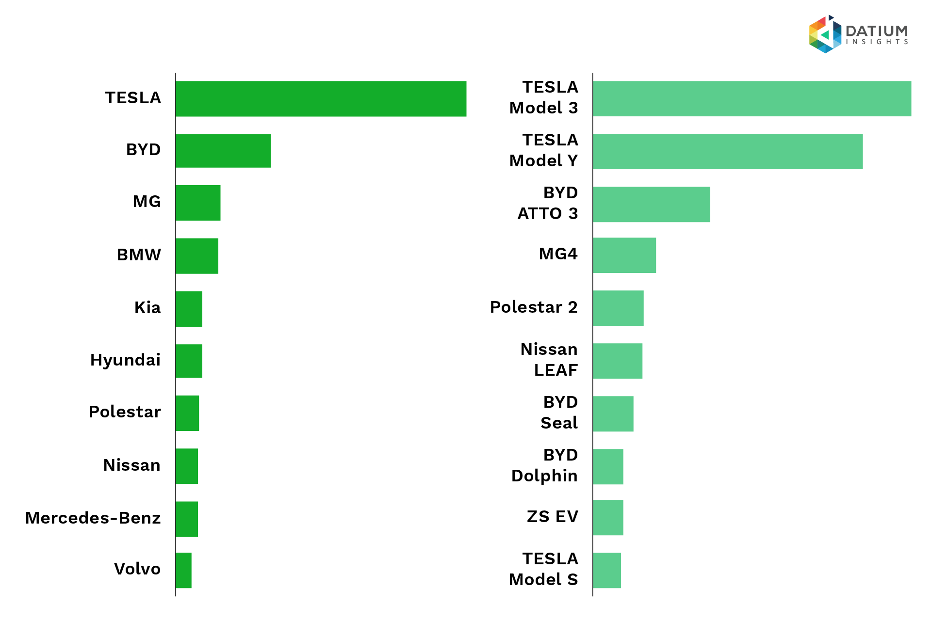 Figure 3c: Top 10 EV salvage makes and models