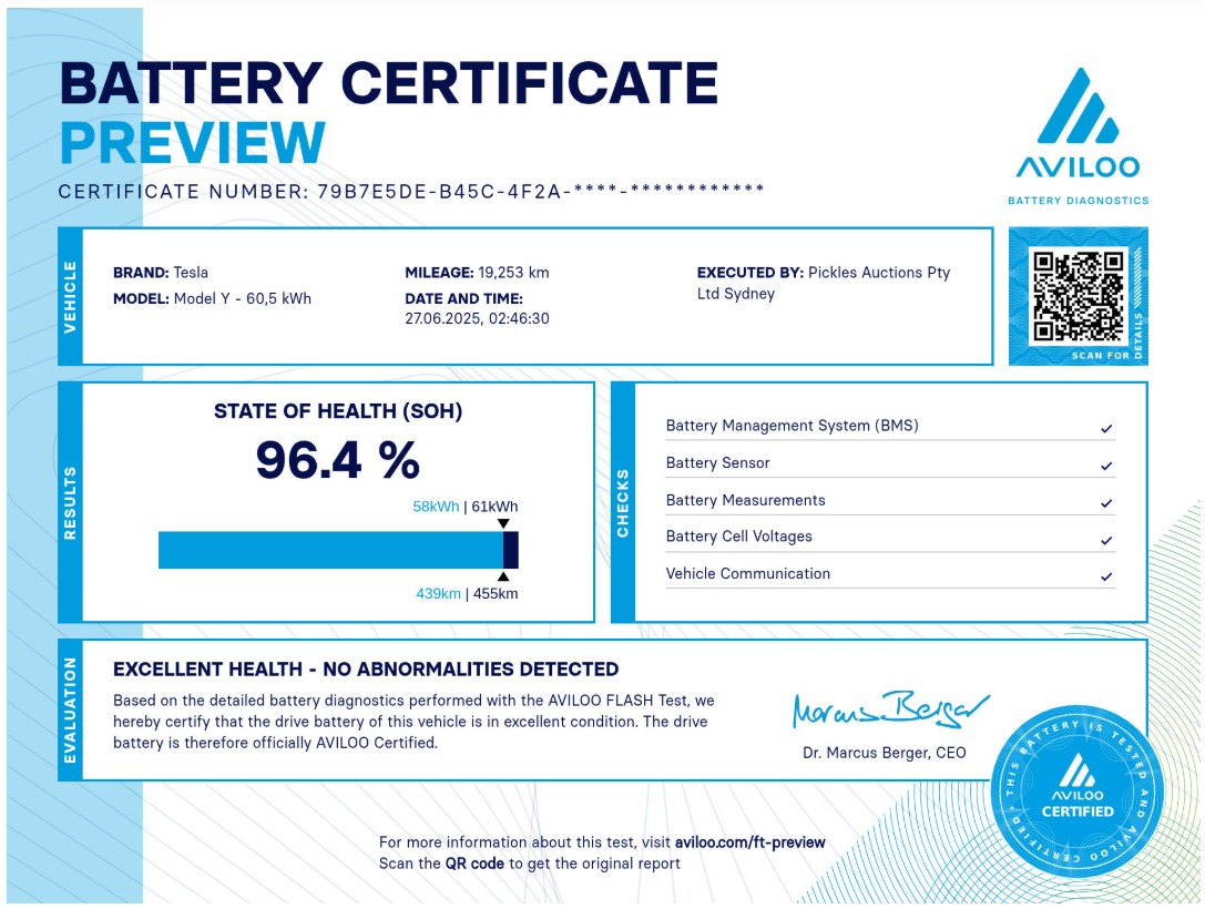 Battery Certificate Preview